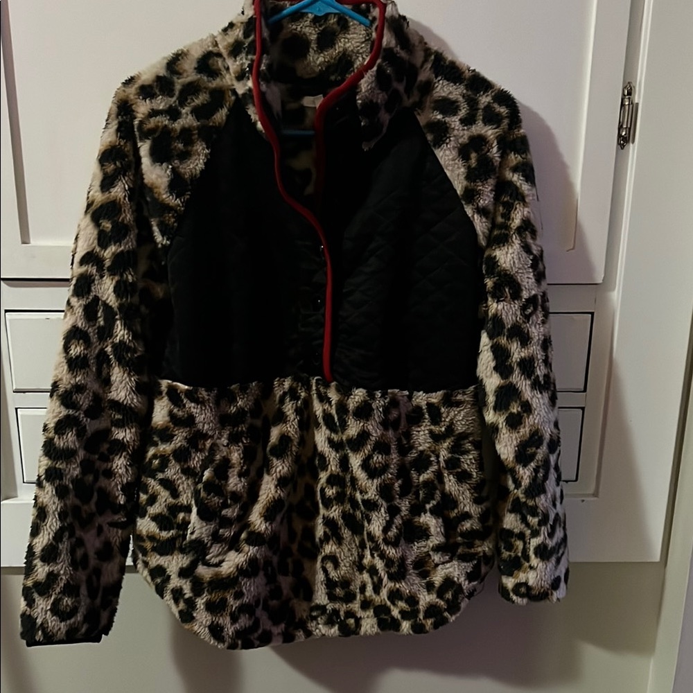 Leopard Print Fleece Jacket - image 1